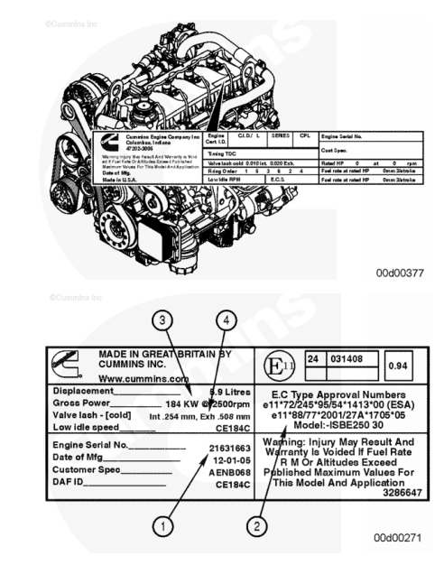 табличка двигателя Cummins ISF 2.8 ESN CPL